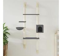 vidaXL Kattenmeubel wandgemonteerd met krabpaal 180 cm donkergrijs172403 G