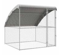 vidaXL Chenil en acier pour chien 200x200x200 cm argent métallique résistant aux intempéries
