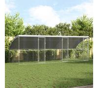 Vidaxl Kennel Pour Chiens Avec Stockage 3 Pcs Argent 6 X 2 X 2 M Acier