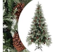 Sapin de Noël avec Pommes de Pin Vert et Blanc 225 cm PVC et PE Arbre vidaXL