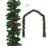 VIDAXL Guirlandes de Noël avec boules 4 pcs Vert 270 cm PVC