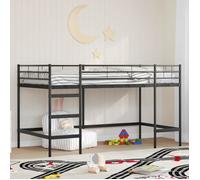 vidaXL Kids Loft Bed Frame, Black Steel, Space-Saving Mezzanine Design, 107 x 203 cm, Modern Children's Bedroom
