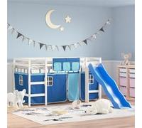 Vidaxl Lit Mezzanine Enfants Et Rideaux Bleu 90x190cm Bois Pin Massif Multicolore
