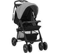 vidaXL Kinderwagen 2-in-1 staal lichtgrijs en zwart10383 G