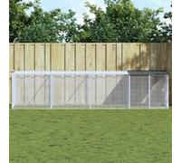 vidaXL Poulailler avec toit 403×98×90 cm en acier galvanisé anthracite