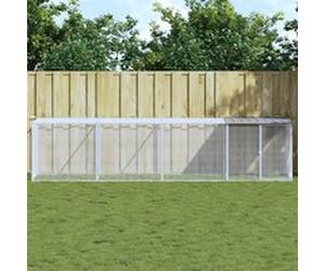 vidaXL Kippenhok met dak 403x98x90 cm gegalvaniseerd staal lichtgrijs3189045 Gris G
