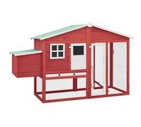 vidaXL Kippenhok met nestkast massief vurenhout rood en wit170867 Rouge G