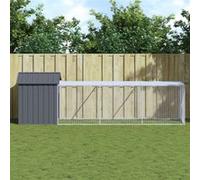 Vidaxl Poulailler Avec Cour Anthracite 117x405x123 Cm Acier Galvanisé Gris