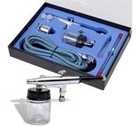 Kit Aérographe avec Bocal en Verre et Buses 0,2/0,3/0,5 mm Compresseur