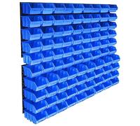 vidaXL Kit de bacs de stockage avec panneaux muraux 96 pièces Bleu