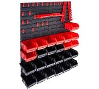 Kit de bacs de stockage et panneaux muraux 29 pcs Rouge et noir