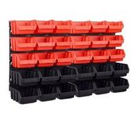 vidaXL Kit de bacs de stockage et panneaux muraux 32 pcs Rouge et noir Multicolore G