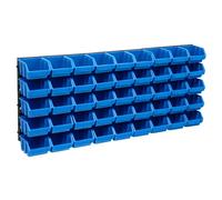 VidaXL Kit de bacs de stockage et panneaux muraux 48 pcs Bleu et noir