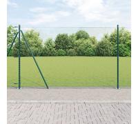 Vidaxl Kit De Clôture Set De 2 Vert Métal, Pvc 25 X 1,5 M Durable