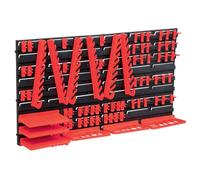 Kit de stockage avec panneaux muraux - vidaXL - 71 pcs - Rouge et noir - Plastique - Extensible
