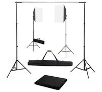 Fotostudioset met softboxlampen en achtergrond3055058