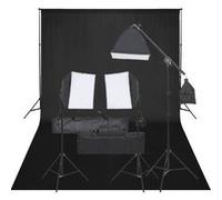 vidaXL Kit de Studio Photo avec Éclairage et Toile de Fond Lumière de Photographie Système de Fond Kit 3094684 Noir G