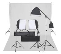 vidaXL Kit de Studio Photo avec Éclairage et Toile de Fond Lumière de Photographie Système de Fond Kit de Support de Fond 3094686