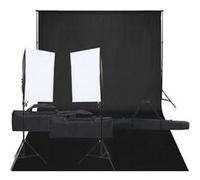 vidaXL Kit de Studio Photo avec Éclairage et Toile de Fond Lumière de Photographie Système de Fond Kit 3094744 Noir G