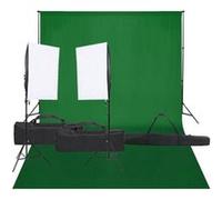 vidaXL Kit de Studio Photo avec Éclairage et Toile de Fond Lumière de Photographie Système de Fond Kit 3094742 Vert G