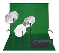 vidaXL Kit de Studio Photo avec Éclairage et Toile de Fond Lumière de Photographie Système de Fond Kit 3094706 Noir G