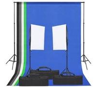 vidaXL Kit de Studio Photo avec Éclairage et Toile de Fond Lumière de Photographie Système de Fond Kit 3094765 Bleu G