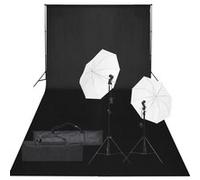 vidaXL Kit de Studio Photo avec Éclairage et Toile de Fond Lumière de Photographie Système de Fond Kit 3094640 Noir G