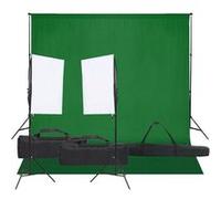 vidaXL Kit de Studio Photo avec Éclairage et Toile de Fond Lumière de Photographie Système de Fond Kit 3094736 Vert G