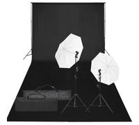 vidaXL Kit de Studio Photo avec Éclairage et Toile de Fond Lumière de Photographie Système de Fond Kit de Support de Fond Sac de Transport
