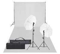 vidaXL Kit de studio photo, avec éclairage et toile de fond Noir G