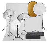 vidaXL Kit de studio photo avec éclairage toile de fond et réflecteur