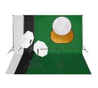 vidaXL Kit de Studio Photo avec Éclairage Toile de Fond et Réflecteur, Kit d'Éclairage de Photographie avec Sac, Set pour 3143935 Multicolore G