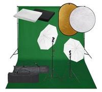 vidaXL Kit de Studio Photo avec Éclairage Toile de Fond et Réflecteur Lumière de Photographie Système de Fond Kit de Support 3094636 Vert G