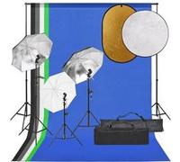 vidaXL Kit de studio photo avec éclairage toile de fond et réflecteur