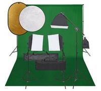 vidaXL Kit de Studio Photo avec Éclairage Toile de Fond et Réflecteur Lumière de Photographie Système de Fond Kit 3094691 Noir G