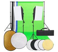vidaXL Kit de Studio Photo avec Éclairage Toile de Fond et Réflecteur Lumière de Photographie Système de Fond Kit 3094733