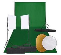 vidaXL Kit de Studio Photo avec Éclairage Toile de Fond et Réflecteur Lumière de Photographie Système de Fond Kit 3094761 Vert G