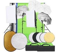vidaXL Kit de Studio Photo avec Éclairage Toile de Fond et Réflecteur Lumière de Photographie Système de Fond Kit 3094734 Multicolore G