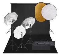 Kit de studio photo avec éclairage toile de fond et réflecteur