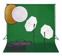 vidaXL Kit de Studio Photo avec Éclairage Toile de Fond et Réflecteur Lumière de Photographie Système de Fond Kit 3094657 Noir G