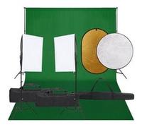 vidaXL Kit de Studio Photo avec Éclairage Toile de Fond et Réflecteur Lumière de Photographie Système de Fond Kit 3094758 Multicolore G