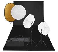 vidaXL Kit de Studio Photo avec Éclairage Toile de Fond et Réflecteur Lumière de Photographie Système de Fond Kit de Support de Fond