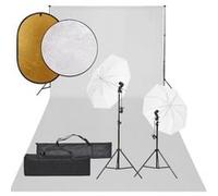 vidaXL Kit de studio photo – Éclairage, toile de fond et réflecteur multi-taille
