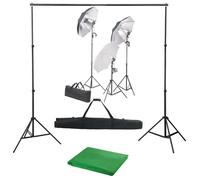 vidaXL Kit studio photo 3055117 – Éclairage, toile de fond et trépied – Noir G