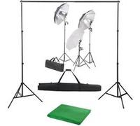 vidaXL Kit de studio photo avec ensemble d'éclairage et toile de fond