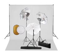 vidaXL Kit de studio photo avec lampes toile de fond et r¿¿flecteur