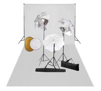 vidaXL Fotostudioset met lampen, paraplu's, achtergrond en reflector3067096 Blanc G