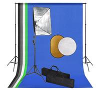 vidaXL Kit de studio photo avec lampes toile de fond et réflecteur
