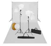 vidaXL Kit de studio photo avec lampes toile de fond et réflecteur Blanc