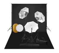 vidaXL Kit de Studio Photo avec Lampes Toile de Fond et Réflecteur Lumière de Studio Kit d'Eclairage Système de Toile de 3067092